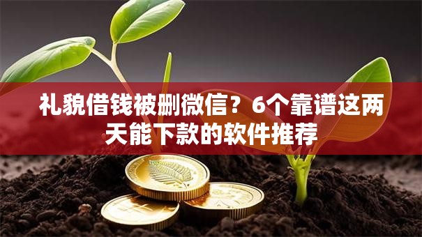 礼貌借钱被删微信？6个靠谱这两天能下款的软件推荐