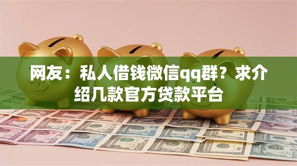 网友：私人借钱微信qq群？求介绍几款官方贷款平台