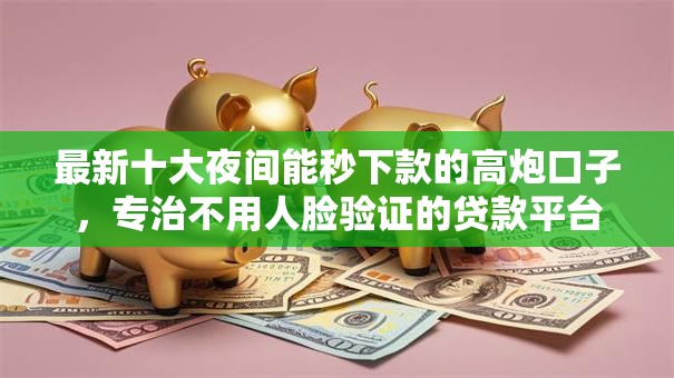 最新十大夜间能秒下款的高炮口子，专治不用人脸验证的贷款平台