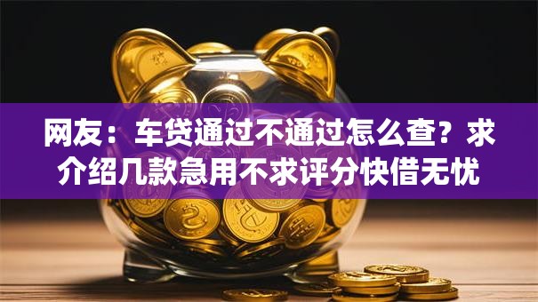 网友：车贷通过不通过怎么查？求介绍几款急用不求评分快借无忧的app