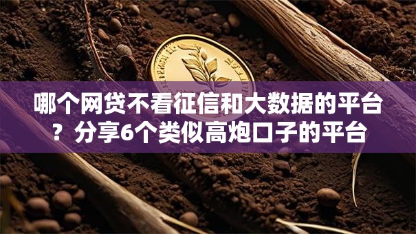 哪个网贷不看征信和大数据的平台？分享6个类似高炮口子的平台