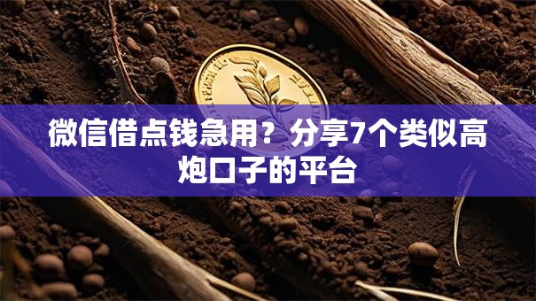 微信借点钱急用？分享7个类似高炮口子的平台