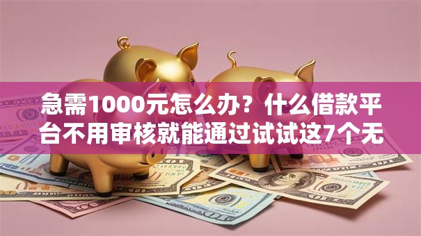 急需1000元怎么办？什么借款平台不用审核就能通过试试这7个无门槛平台