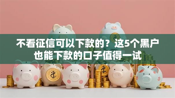 不看征信可以下款的？这5个黑户也能下款的口子值得一试