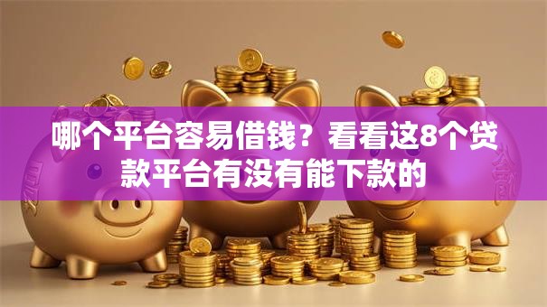 哪个平台容易借钱？看看这8个贷款平台有没有能下款的