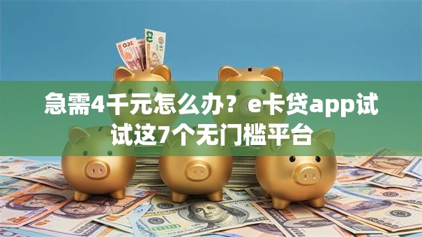 急需4千元怎么办？e卡贷app试试这7个无门槛平台