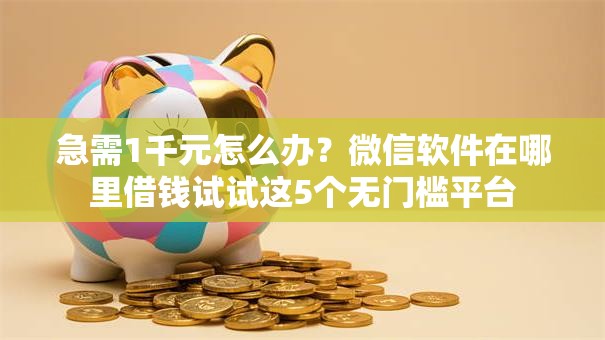 急需1千元怎么办？微信软件在哪里借钱试试这5个无门槛平台