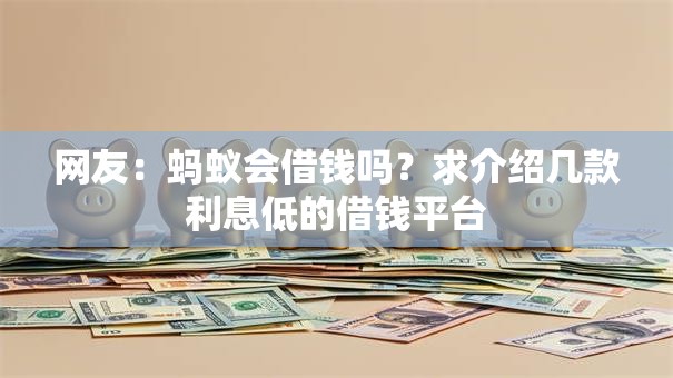 网友：蚂蚁会借钱吗？求介绍几款利息低的借钱平台