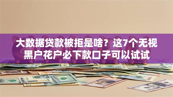 大数据贷款被拒是啥？这7个无视黑户花户必下款口子可以试试