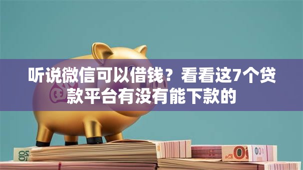 听说微信可以借钱？看看这7个贷款平台有没有能下款的