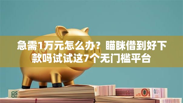 急需1万元怎么办？瞄眯借到好下款吗试试这7个无门槛平台