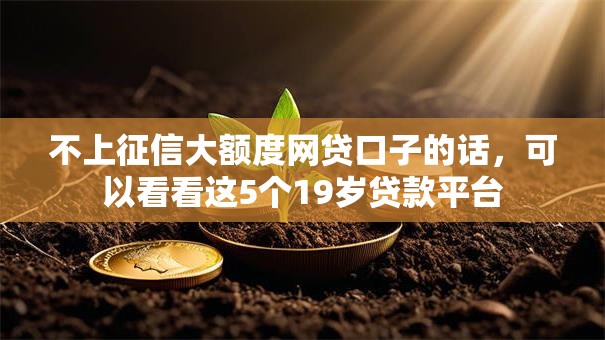 不上征信大额度网贷口子的话,可以看看这5个19岁贷款平台 不上征信大额度网贷口子的话,可以看看这5个19岁贷款平台