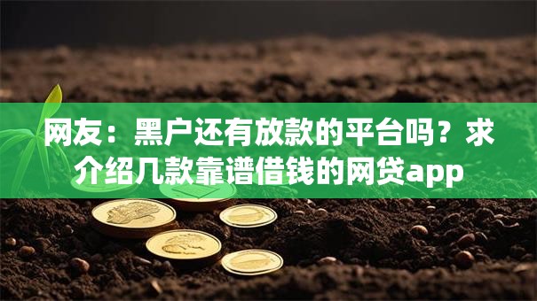 网友：黑户还有放款的平台吗？求介绍几款靠谱借钱的网贷app