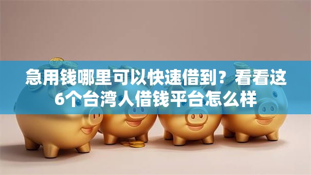 急用钱哪里可以快速借到？看看这6个台湾人借钱平台怎么样