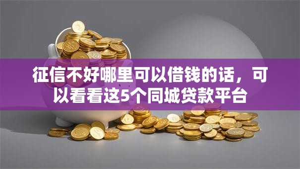 征信不好哪里可以借钱的话，可以看看这5个同城贷款平台