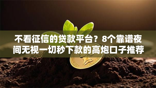 不看征信的贷款平台?8个靠谱夜间无视一切秒下款的高炮口子推荐 不看征信的贷款平台?8个靠谱夜间无视一切秒下款的高炮口子推荐