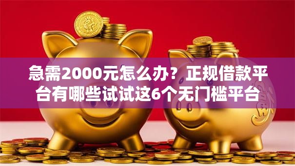 急需2000元怎么办？正规借款平台有哪些试试这6个无门槛平台