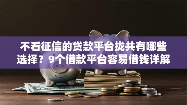 不看征信的贷款平台拢共有哪些选择？9个借款平台容易借钱详解