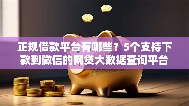 正规借款平台有哪些？5个支持下款到微信的网贷大数据查询平台