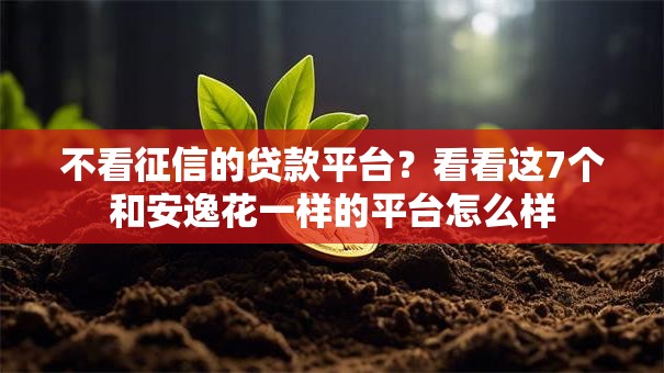 不看征信的贷款平台？看看这7个和安逸花一样的平台怎么样