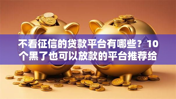 不看征信的贷款平台有哪些？10个黑了也可以放款的平台推荐给你