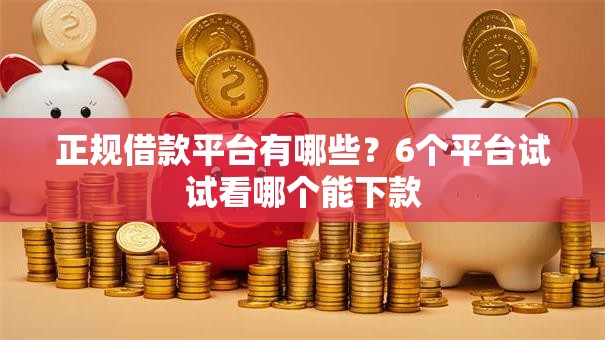 正规借款平台有哪些？6个平台试试看哪个能下款