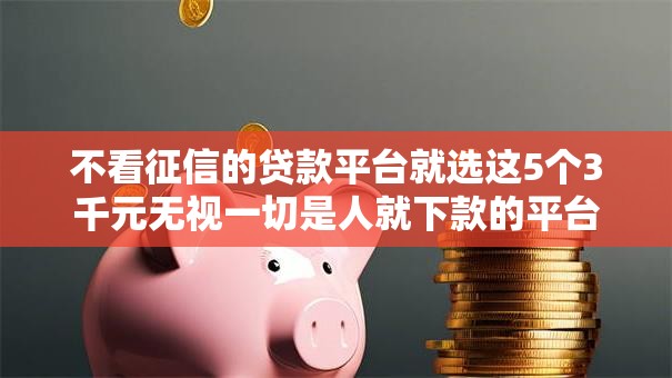 不看征信的贷款平台就选这5个3千元无视一切是人就下款的平台