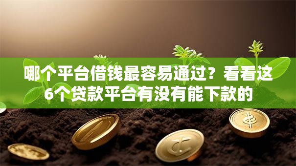 哪个平台借钱最容易通过？看看这6个贷款平台有没有能下款的