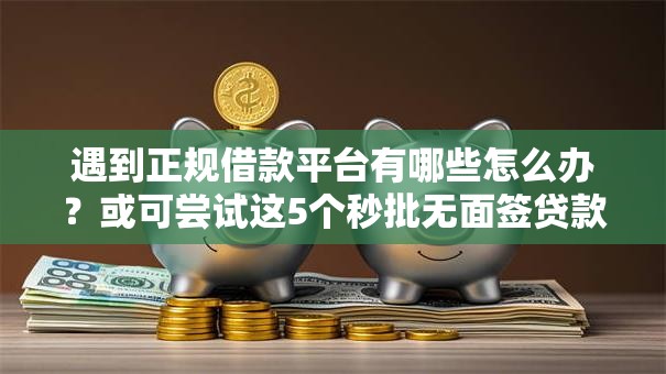 遇到正规借款平台有哪些怎么办？或可尝试这5个秒批无面签贷款平台