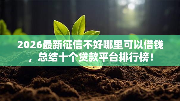 2026最新征信不好哪里可以借钱，总结十个贷款平台排行榜！
