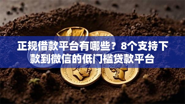正规借款平台有哪些？8个支持下款到微信的低门槛贷款平台