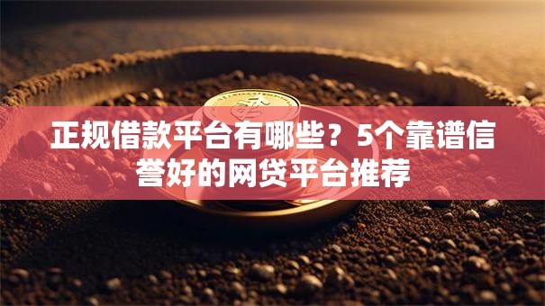 正规借款平台有哪些？5个靠谱信誉好的网贷平台推荐