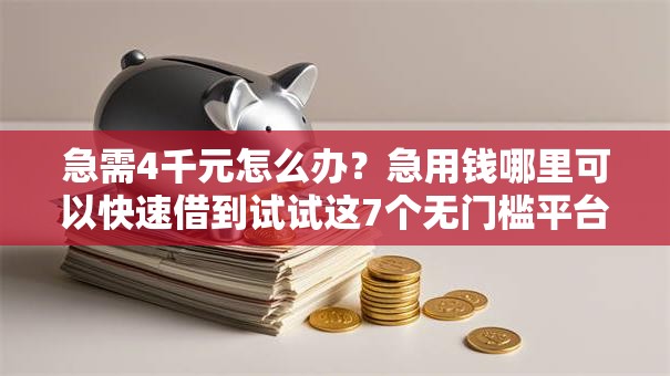 急需4千元怎么办？急用钱哪里可以快速借到试试这7个无门槛平台