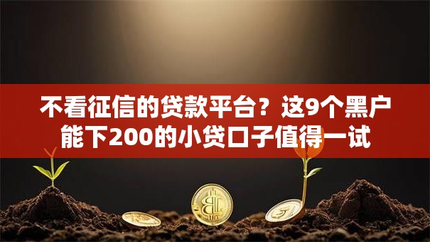 不看征信的贷款平台？这9个黑户能下200的小贷口子值得一试