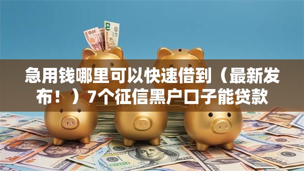 急用钱哪里可以快速借到（最新发布！）7个征信黑户口子能贷款