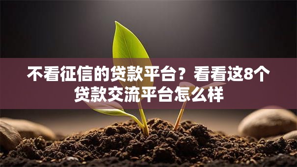 不看征信的贷款平台？看看这8个贷款交流平台怎么样