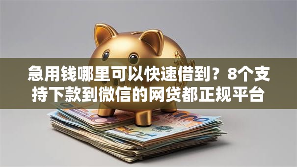 急用钱哪里可以快速借到？8个支持下款到微信的网贷都正规平台