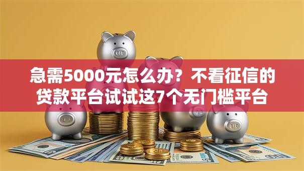 急需5000元怎么办？不看征信的贷款平台试试这7个无门槛平台