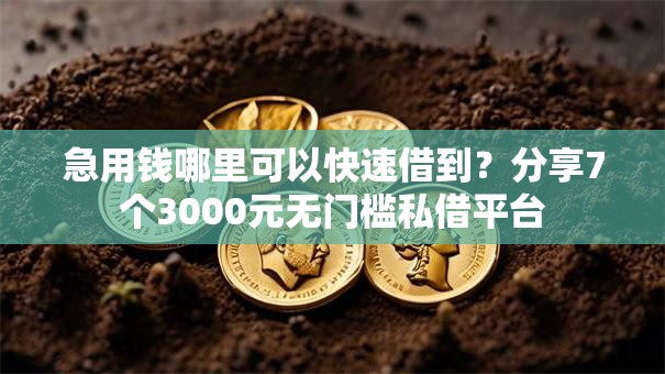 急用钱哪里可以快速借到？分享7个3000元无门槛私借平台
