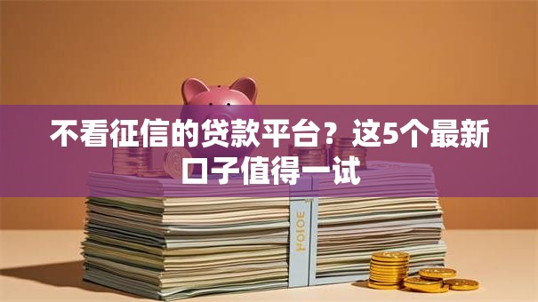 不看征信的贷款平台？这5个最新口子值得一试