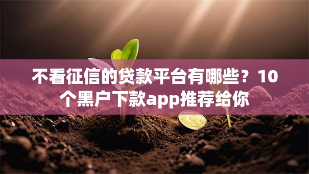 不看征信的贷款平台有哪些?10个黑户下款app推荐给你 不看征信的贷款平台有哪些?10个黑户下款app推荐给你