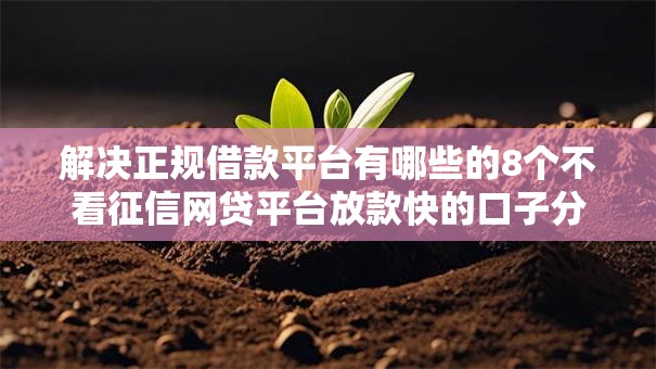 解决正规借款平台有哪些的8个不看征信网贷平台放款快的口子分享 解决正规借款平台有哪些的8个不看征信网贷平台放款快的口子分享