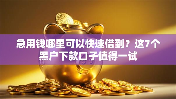 急用钱哪里可以快速借到？这7个黑户下款口子值得一试