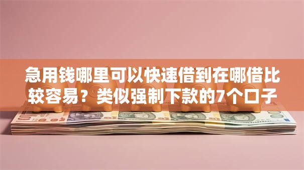 急用钱哪里可以快速借到在哪借比较容易？类似强制下款的7个口子参考
