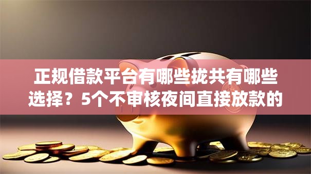 正规借款平台有哪些拢共有哪些选择？5个不审核夜间直接放款的网贷app详解