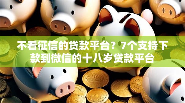 不看征信的贷款平台？7个支持下款到微信的十八岁贷款平台