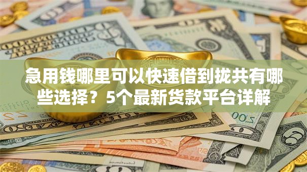 急用钱哪里可以快速借到拢共有哪些选择？5个最新货款平台详解