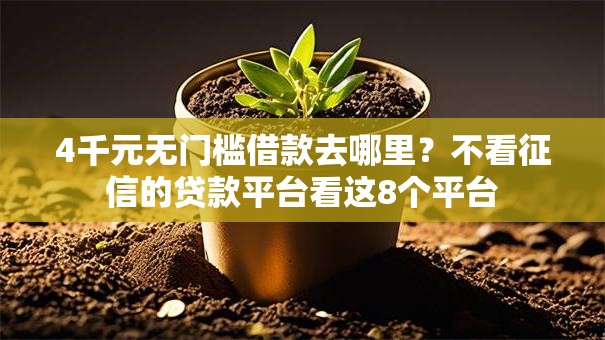 4千元无门槛借款去哪里?不看征信的贷款平台看这8个平台 4千元无门槛借款去哪里?不看征信的贷款平台看这8个平台