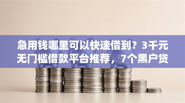 急用钱哪里可以快速借到？3千元无门槛借款平台推荐，7个黑户贷款的口子必下app盘点