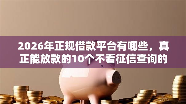 2026年正规借款平台有哪些，真正能放款的10个不看征信查询的口子推荐